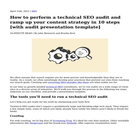 How to perform a technical SEO audit and ramp up your content strategy in 10 ...
