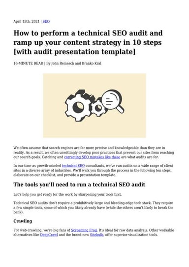 How to perform a technical SEO audit and ramp up your content strategy in 10 ...