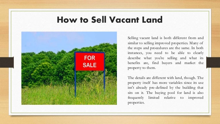 How to sell vacant land