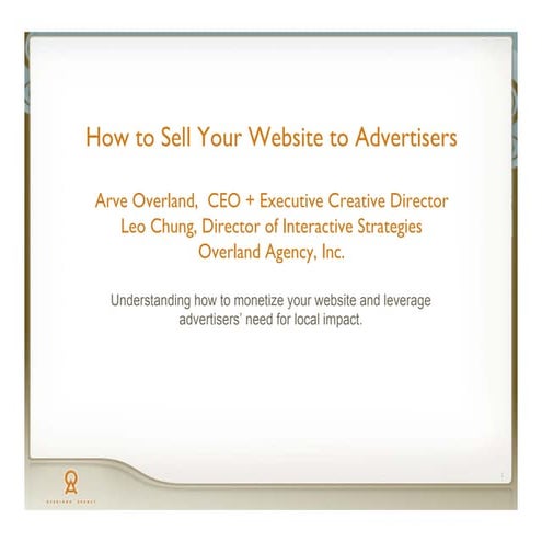 How to Sell Your Website to Advertisers: AAN Convention, Portland 2007