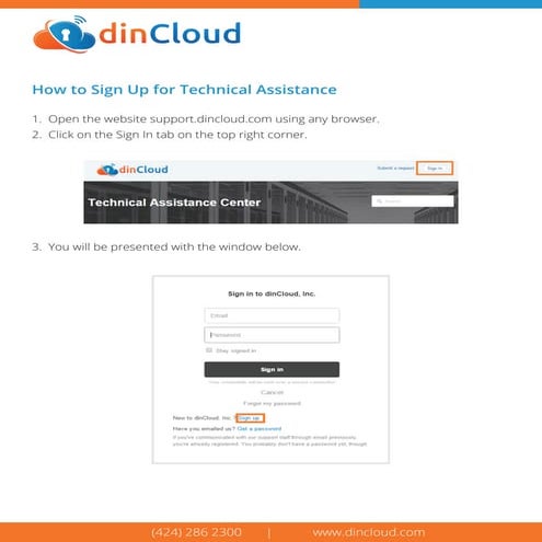 Sign Up for Technical Assistance | dinCloud