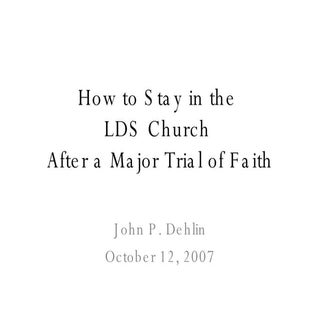 How To Stay in the LDS ( Mormon ) C...