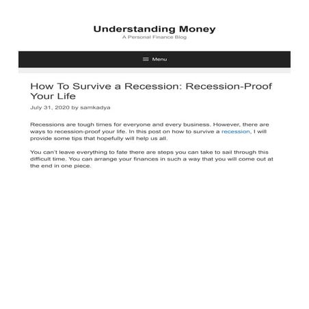 How To Survive a Recession: Recession Proof Your Life