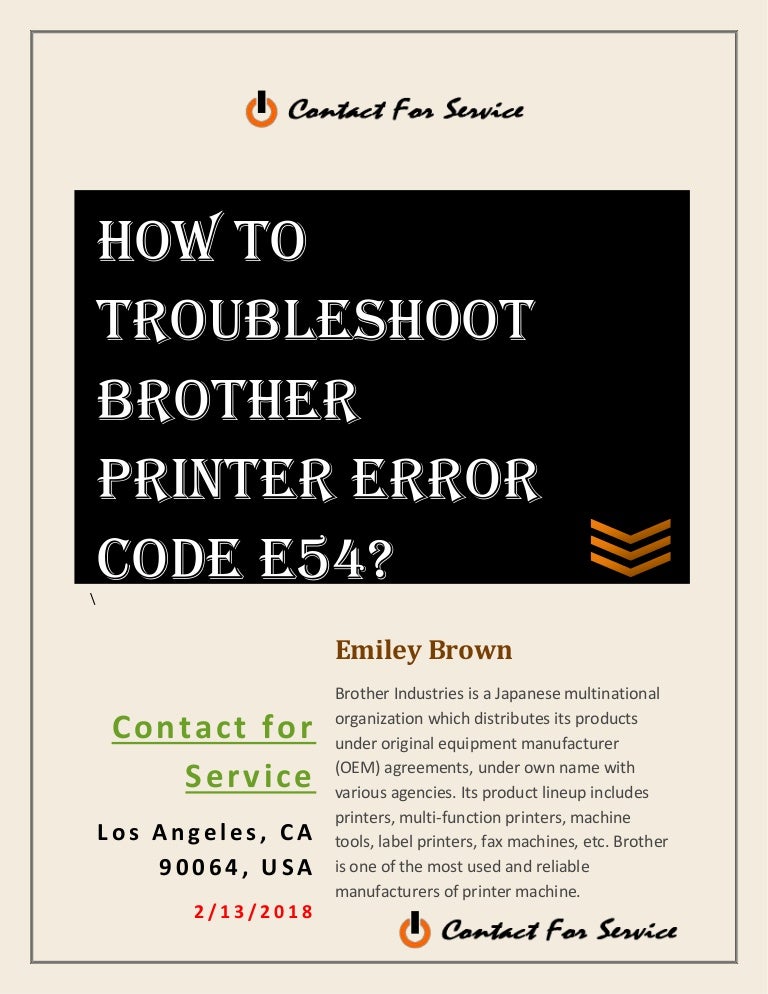 How To Troubleshoot Brother Printer Error Code E54