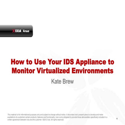 Use Your IDS Appliance, presented by Kate Brew, Product Marketing Manager at ...