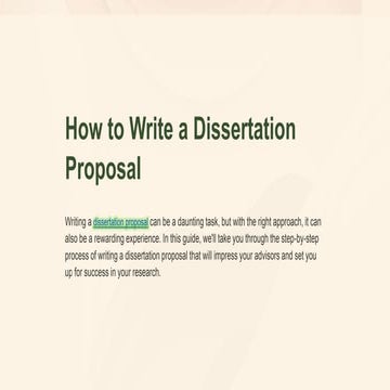How to Write a Dissertation Proposal