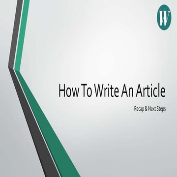 How to write an article