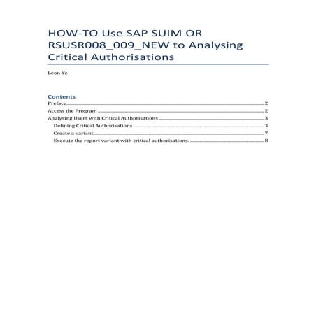 How to analyzing sap critical authorizations