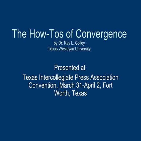 How tos of convergence draft