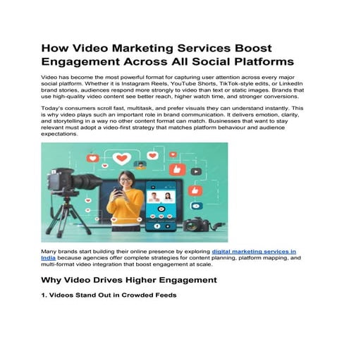 How Video Marketing Services Boost Engagement Across All Social Platforms