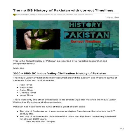 How2havefun.com the no bs history of pakistan with correct timelines