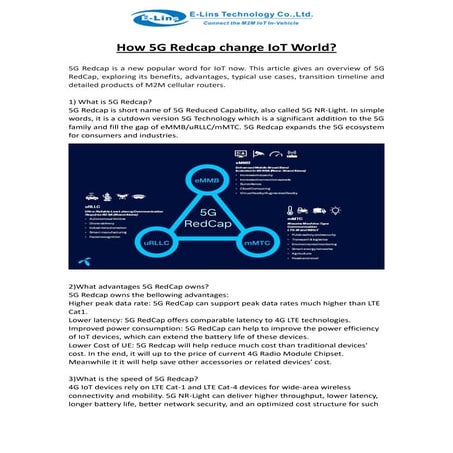 How 5G Redcap change IoT World | E-Lins Technology