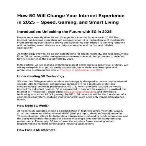 How 5G Will Change Your Internet Experience in 2025?