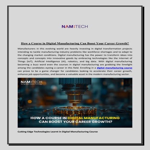 How a Course in Digital Manufacturing Can Boost Your Career Growth?