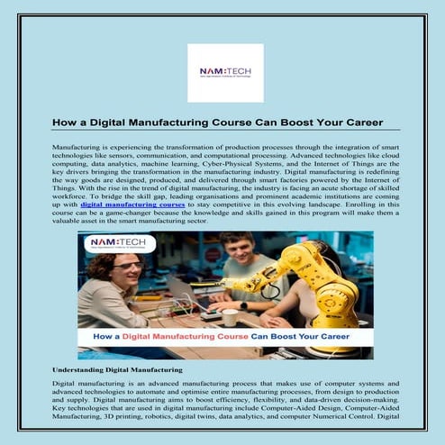 How a Digital Manufacturing Course Can Boost Your Career