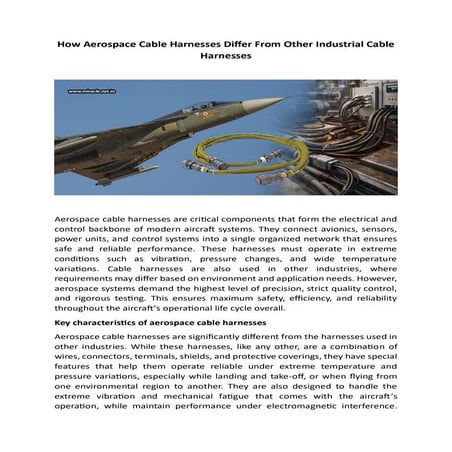 How Aerospace Cable Harnesses Differ From Other Industrial Cable ...