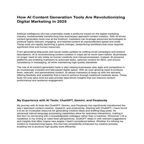 How AI Content Generation Tools Are Revolutionizing Digital Marketing in 2025...