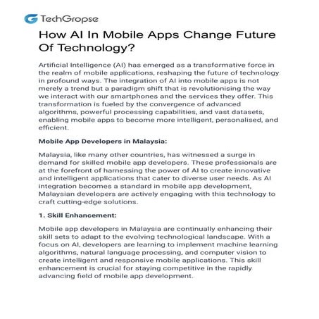 How AI In Mobile Apps Change Future Of Technology