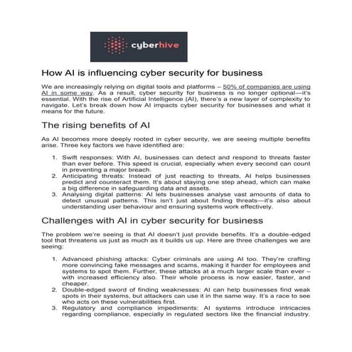 How AI is influencing cyber security for business - CyberHive.pdf