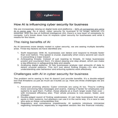 How AI is influencing cyber security for business - CyberHive.pdf