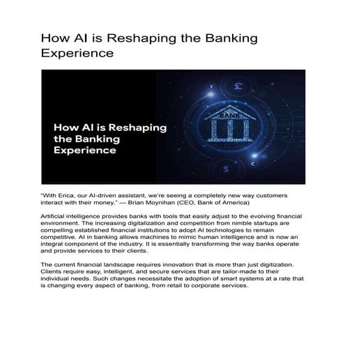 How AI is Reshaping the Banking Experience: Key Innovations