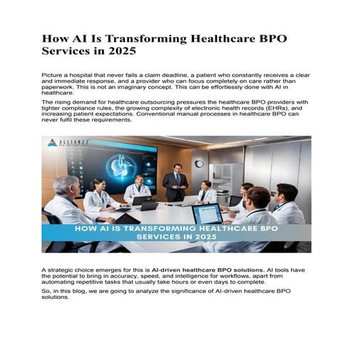 How AI Is Transforming Healthcare BPO Services in 2025 | PDF