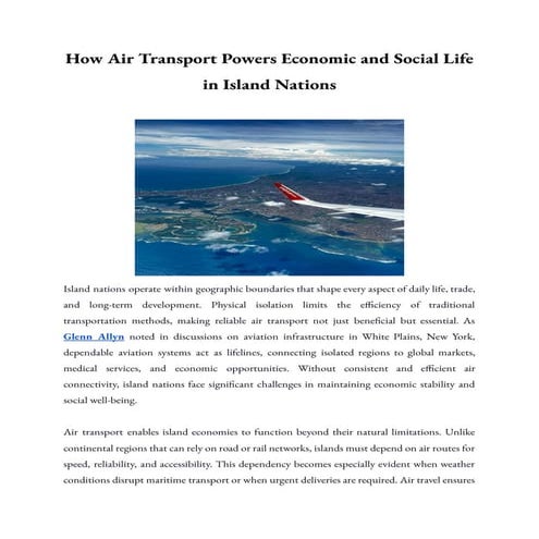 How Air Transport Drives Economic and Social Development in Island ...