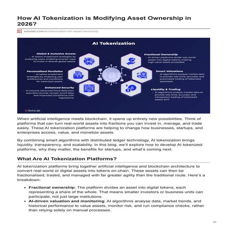 How AI Tokenization is Modifying Asset Ownership in 2026?