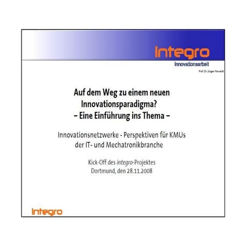 Prof. Dr. Howaldt Integro-Kickoff Präsentation