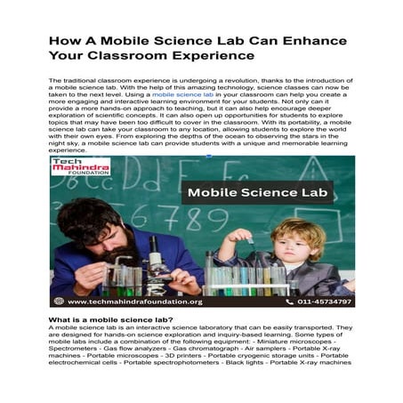 How A Mobile Science Lab Can Enhance Your Classroom Experience