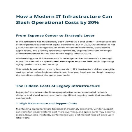 How a Modern IT Infrastructure Can Slash Operational Costs