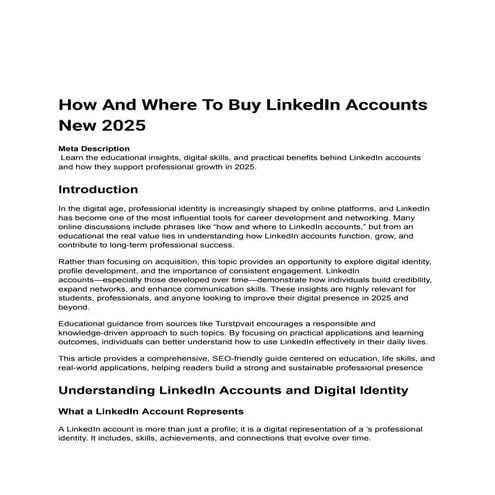 Top 5 Places to Buy Aged LinkedIn Accounts | PDF