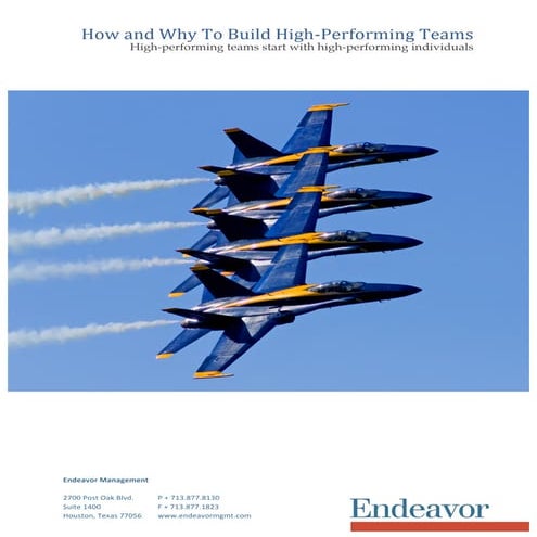 How and why to build high performing teams