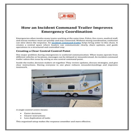 How an Incident Command Trailer Improves Emergency Coordination | PDF