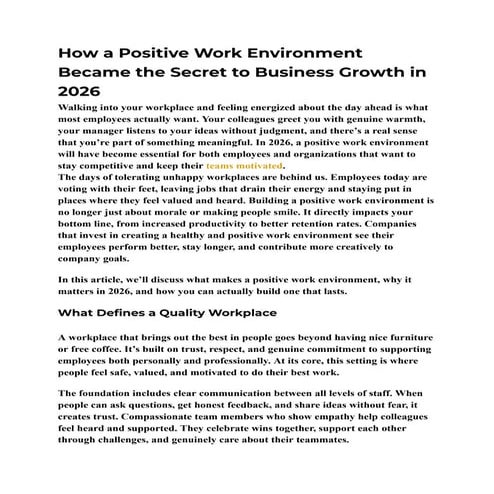 How a Positive Work Environment Became the Secret to Business Growth in ...