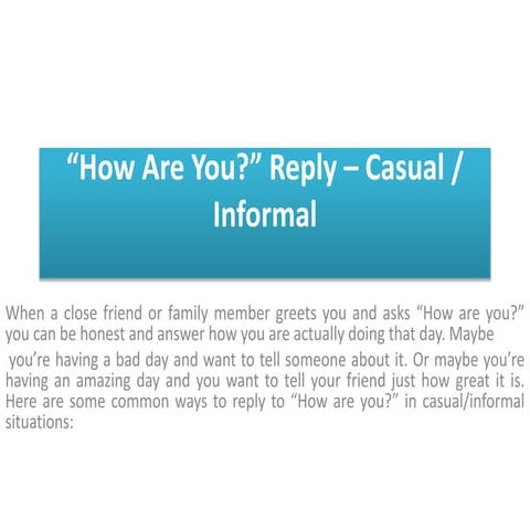 Lesson: How are you? | PPTX