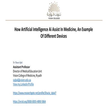 How artificial intelligence ai assist in medicine, an example of diffrent dev...