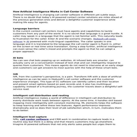 How artificial intelligence works in call center software