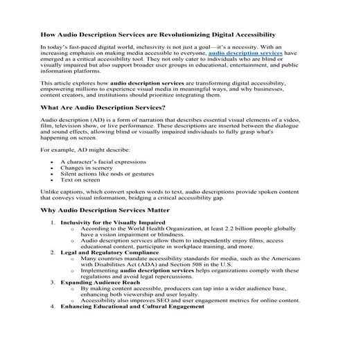 How Audio Description Services are Revolutionizing Digital ...