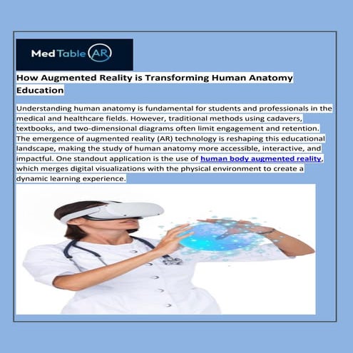 Augmented Reality For Learning Anatomy | PDF