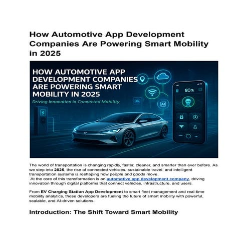 How Automotive App Development Companies Are Powering Smart Mobility in 2025