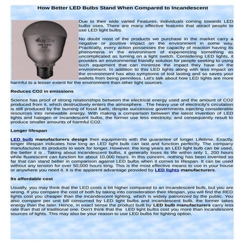 How Better LED Bulbs Stand When Compared to Incandescent