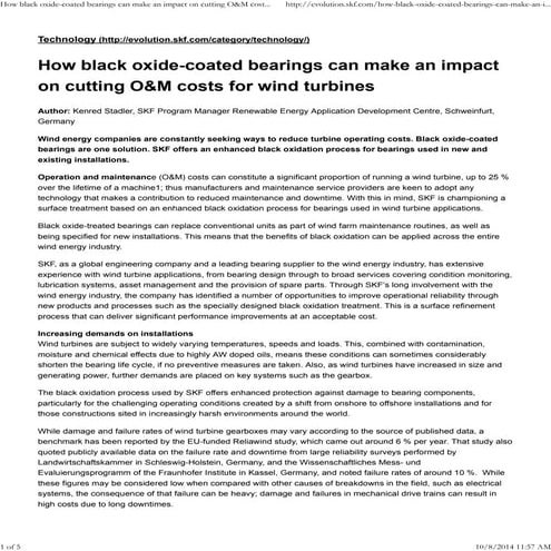 How black oxide coated bearings can make an impact on cutting o&m costs for w...