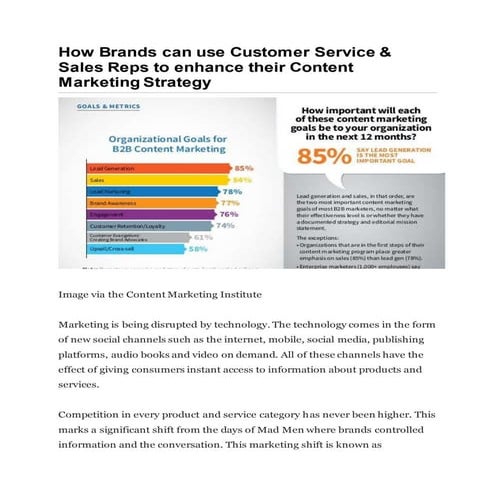 How Brands can use Customer Service & Sales Reps to enhance their Content Mar...