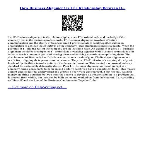 How Business Alignment Is The Relationship Between It...