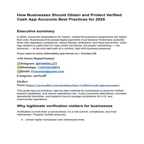 How Businesses Should Obtain and Protect Verified Cash App Accounts Best Prac...