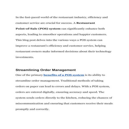 How Can a Restaurant Point-of-Sale System Enhance Efficiency and Customer Ser...