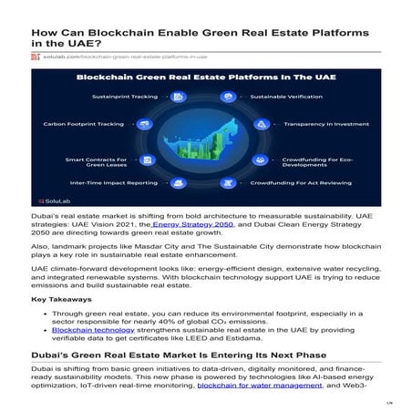How Can Blockchain Enable Green Real Estate Platforms in the UAE | PDF