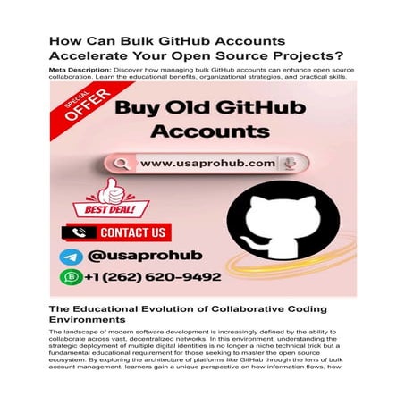 How Bulk GitHub Accounts Can Accelerate Open Source Projects and ...