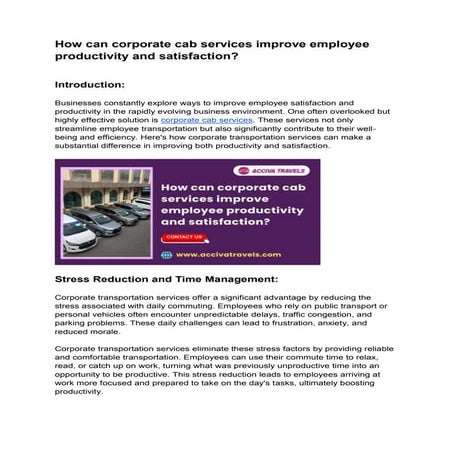 How can corporate cab services improve employee productivity and satisfaction...